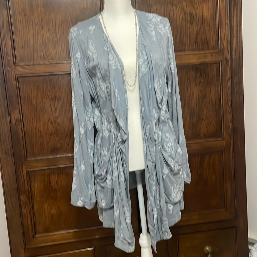 Miss Me long grey and white drapey cardigan.